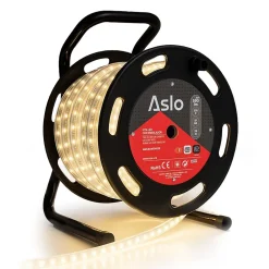 Aslo Ruban Led Extérieur<Ruban LED 12W sur Enrouleur 25m - Guirlande Lumineuse Blanche 4000K - Pour Intérieur Extérieur Façade Maison Evènement