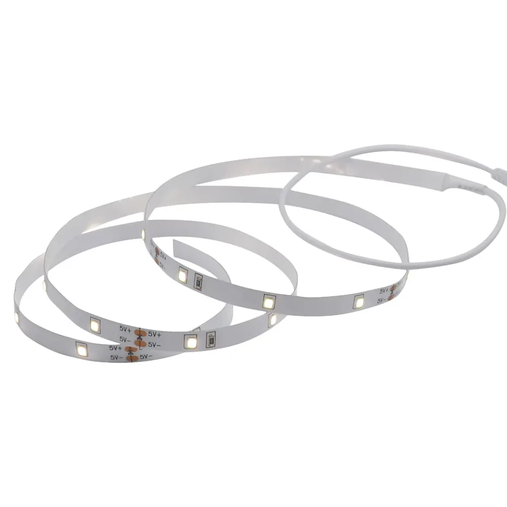 Clearance GoodHome Ruban lumineux à piles à détection Lacerda LED intégrée blanc neutre IP20 130lm 2W L.100cm blanc