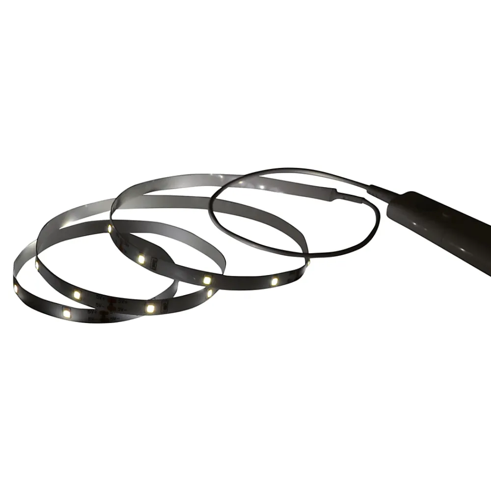 Clearance GoodHome Ruban lumineux à piles à détection Lacerda LED intégrée blanc neutre IP20 130lm 2W L.100cm blanc