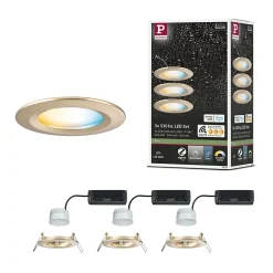 Paulmann Spot encastré LED Nova Coin IP44 rond 78mm Tunable White 3x6W 3x530lm 230V Doré mat Aluminium