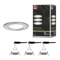 Paulmann Spot encastré LED Nova Kit de base fixe IP44 rond 78mm GU10 3x6,5W 3x460lm 230V 2700K Acier brossé