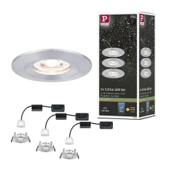 Sale Paulmann Spot encastré LED Nova Mini Coin Kit de base fixe IP44 rond 65mm Coin 3x4W 3x310lm 230V 2700K Alu tourné