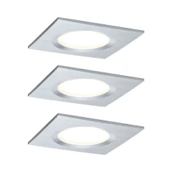 Paulmann Spot encastré LED Nova Plus Coin Kit de base fixe IP44 carré 78x78mm Coin 3x6W 3x470lm 230V gradable 2700K Alu tourné