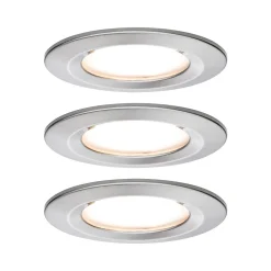 Best Paulmann Spot encastré LED 3-Step-Dim Nova Coin Kit de base fixe IP44 rond 78mm Coin 3x6W 3x470lm 230V gradable 2700K Acier brossé