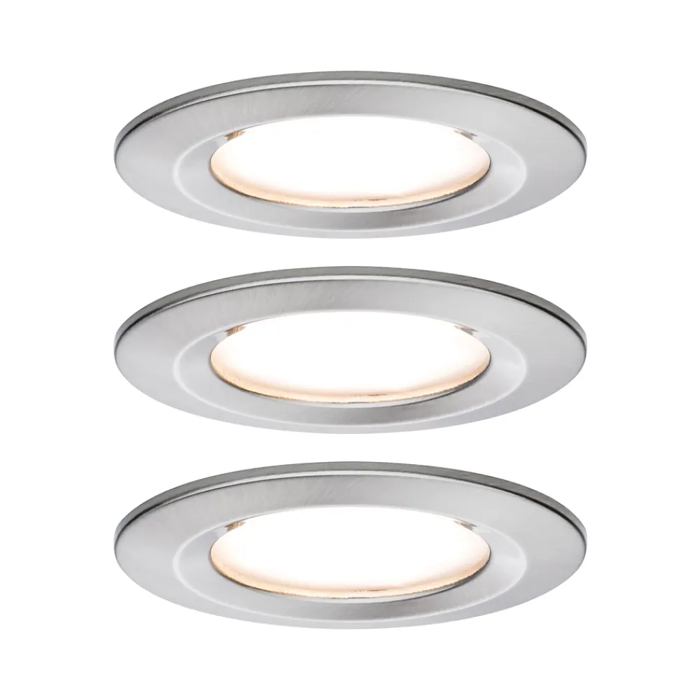 Best Paulmann Spot encastré LED 3-Step-Dim Nova Coin Kit de base fixe IP44 rond 78mm Coin 3x6W 3x470lm 230V gradable 2700K Acier brossé