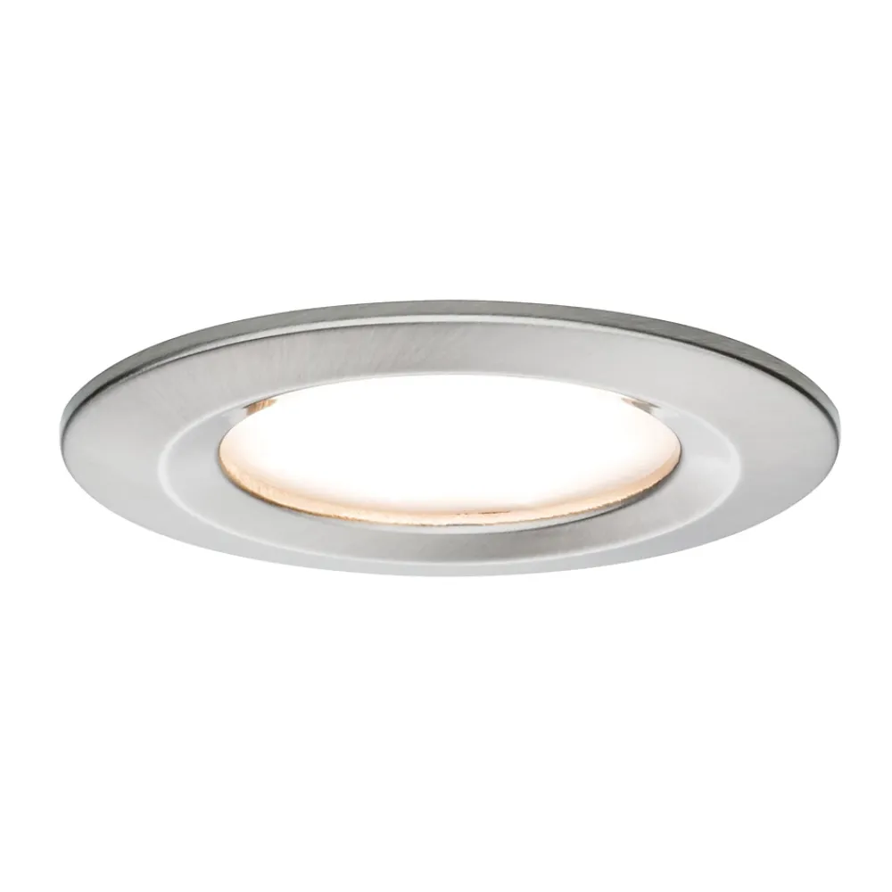 Best Paulmann Spot encastré LED 3-Step-Dim Nova Coin Kit de base fixe IP44 rond 78mm Coin 3x6W 3x470lm 230V gradable 2700K Acier brossé