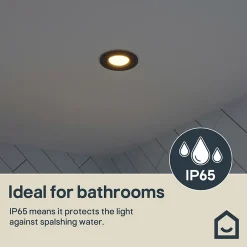 GoodHome Spot Encastrable|Spot Encastrable De Salle De Bains<Spot encastrable Etana LED intégrée blanc chaud IP65 410lm 4.7W Ø8.5cmxH.3.1cm métal noir