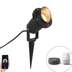 Clearance Qazqa Spot encastrable intelligent noir IP65 avec Wifi GU10 - Done