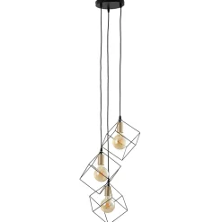 Outlet Näve Suspension 3 flammes CANTO métal noir et or douilles E27 pour salle à manger salon couloir bureau 39x39cm
