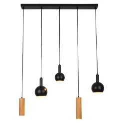 Discount Näve Suspension 5 lampes CUSCO moderne en metal noir hauteur 150 cm dimensions 95x15 cm douille GU10