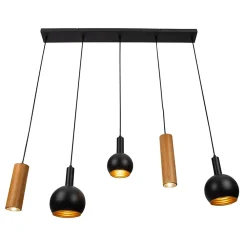 Discount Näve Suspension 5 lampes CUSCO moderne en metal noir hauteur 150 cm dimensions 95x15 cm douille GU10