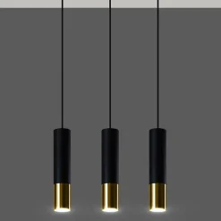 Silamp Suspension Pour Salle À Manger|Suspension Pour Chambre<Suspension 3 Lampes Noir Or pour Ampoules GU10 -