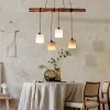 Best Näve Suspension 4 pièces MALTA metal bois abat-jour textile gris blanc douille E27 pour salon bureau ou table de nuit