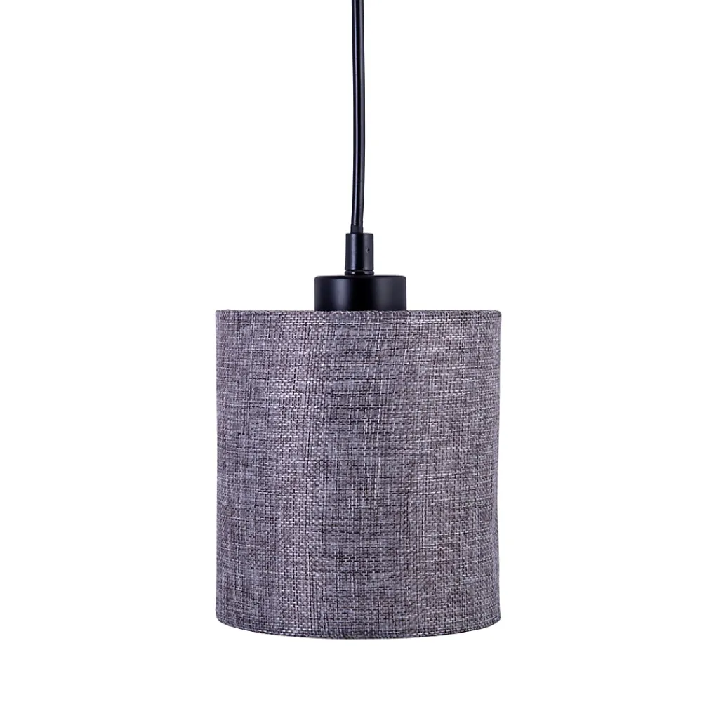 Best Näve Suspension 4 pièces MALTA metal bois abat-jour textile gris blanc douille E27 pour salon bureau ou table de nuit