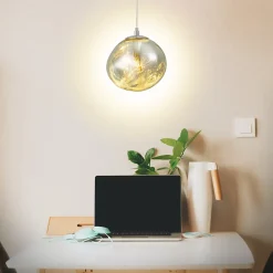 Alpinaluz Suspension Et Lustre<Suspension Design Moderne avec Grand Abat-jour en Verre Métallisé Chromé Irrégulier Douille E27 Melti D360mm