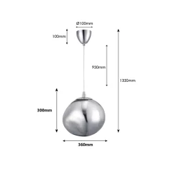 Alpinaluz Suspension Et Lustre<Suspension Design Moderne avec Grand Abat-jour en Verre Métallisé Chromé Irrégulier Douille E27 Melti D360mm