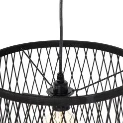 Best Qazqa Suspension d'extérieur rustique en rotin noir 3 lumières - Calamus