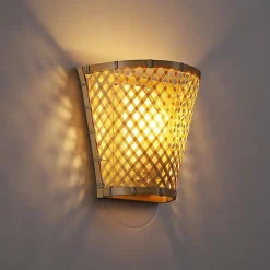 Alpinaluz Applique Murale Intérieure<Suspension en Osier et Bambou avec Câble et Interrupteur Idéale pour Salle à Manger et Cuisine