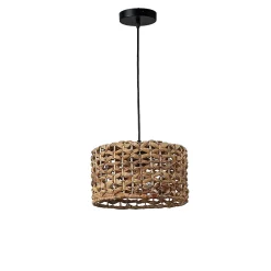 Alpinaluz Suspension Pour Salle À Manger|Suspension Pour Chambre<Suspension en Rotin Naturel 30cm Style Rustique Bohème, Compatible avec Ampoule E27