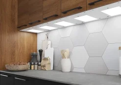 GoodHome Tablette Led Intégrée Sous-Meuble<Tablette avec LED integrées de dessous de meuble haut Caraway blanc l. 26,4 cm x L. 31,9 cm x H. 18,2 mm