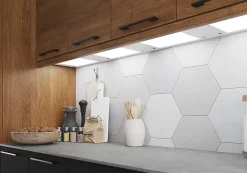 GoodHome Tablette Led Intégrée Sous-Meuble<Tablette avec LED integrées de dessous de meuble haut Caraway blanc l. 36,4 cm x L. 31,9 cm x H. 18,2 mm