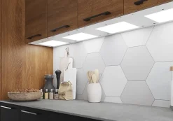GoodHome Tablette Led Intégrée Sous-Meuble<Tablette avec LED integrées de dessous de meuble haut Caraway blanc l. 36,4 cm x L. 31,9 cm x H. 18,2 mm