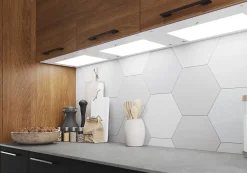 GoodHome Tablette Led Intégrée Sous-Meuble<Tablette avec LED integrées de dessous de meuble haut Caraway blanc l. 46,4 cm x L. 31,9 cm x H. 18,2 mm