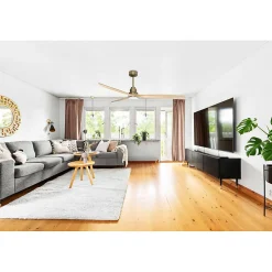 Best Klassfan Tenerife - Super destratificateur et ventilateur DC 166 cm Laiton pales bois clair avec Lumière 30 à 60 m²