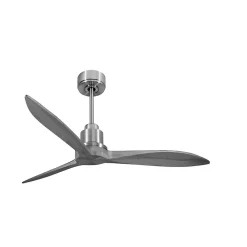 Best Klassfan Tenerife - Super destratificateur et ventilateur DC 132 cm Chrome pales bois gris sans Lumière 25 à 35 m²