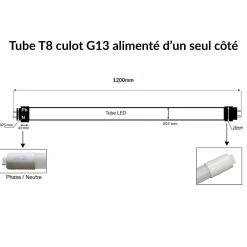 Silamp Tube Led Et Starter<Tube Néon LED T8 60cm 9W 120lm/W - Blanc Neutre 4000K - 5500K -