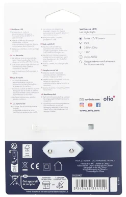 Otio Veilleuse Sur Prise<Veilleuse 2 en 1 crépusculaire à détection LED intégrée blanc neutre IP20 0,6W l.2,3xH.11,5cm