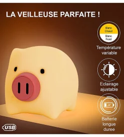 Best Sampa Helios Veilleuse Piggy pour enfant tactile en silicone LED