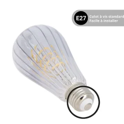 Xanlite Ampoule Décorative Led<- Ampoule Filament LED déco verre ciselé ST64, culot E27, 240 Lumens, Blanc chaud - RFDE240STSTRS