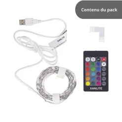Xanlite Ruban Led<- Ruban LED 3m RVB USB - Extensible 6m - LSBK3RVBUSBEX