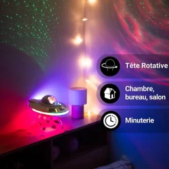 Discount Xanlite - Veilleuse Vaisseau spatial LED Spacelite, 8 modes, enceinte Bluetooth intégrée, Synchronisation sonore - SPACELITE