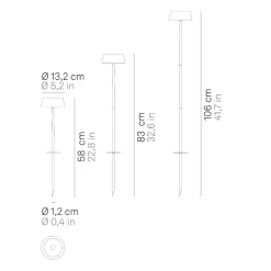 Zafferano Luminaire Et Éclairage Connectés|Luminaire Et Éclairage Connectés<SISTER LIGHT Wi-fi piquet Lampadaire intelligent Or rechargeable et dimmable