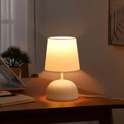 zmh Lampe De Bureau|Lampe Intérieure<Lampe à Poser De Table Tissu Beige Avec Câble - Lampe De Chevet Chambre Lit Moderne