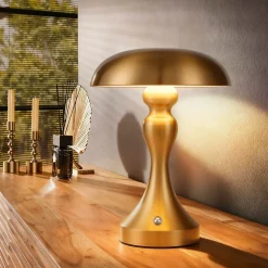 zmh Lampe De Bureau|Lampe Intérieure<Lampe à Poser De Table Sans Fil - Lampe Tactile En Bronze Doré Avec Batterie Rechargeable USB