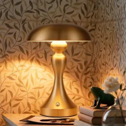 zmh Lampe De Bureau|Lampe Intérieure<Lampe à Poser De Table Sans Fil - Lampe Tactile En Bronze Doré Avec Batterie Rechargeable USB