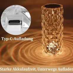 Best zmh Lampe à Poser LED De Bureau Cristal - Lampe De Chevet Touch Dimmable Rose 16 Couleurs