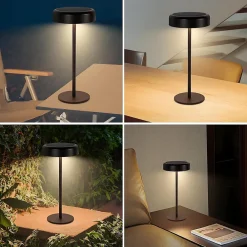zmh Lampe De Bureau|Lampe Intérieure<Lampe à poser LED tactile noire avec variateur, batterie 3600 mAh et charge USB