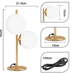 zmh Lampe De Bureau|Lampe Intérieure<Lampe De Bureau Moderne 2 Flammes Avec Interrupteur Métal Verre Blanc E27