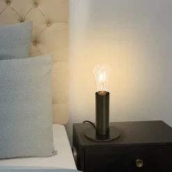 zmh Lampe De Bureau|Lampe Intérieure<Lampe De Bureau Noir E27 Métal Avec Fiche Incl Interrupteur 40w Sans Ampoule