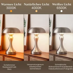 zmh Lampe De Bureau|Lampe Intérieure<Lampe De Chevet Sans Fil à LED, Tactile, Intensité Variable, Style Rétro Vintage