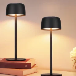 zmh Lampe De Bureau<Lot De 2 Lampes De Table LED Sans Fil Lampe Intensité Variable Avec 3 Températures Noire