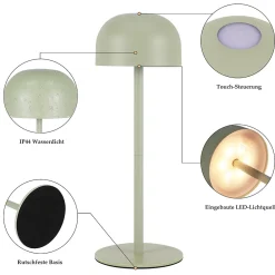 zmh Lot De 2 Lampes De Table LED Sans Fil Lampe Intensité Variable Avec 3 Températuresverte