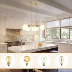 zmh Suspension Et Lustre<Suspension Moderne E27 Verre Or Lampe 150cm Vintage