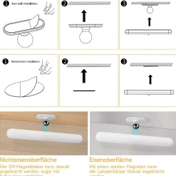 zmh Applique Murale Intérieure|Applique Murale Pour Cuisine<Applique LED Intérieur Dimmable Sous-lampe 24cm Nuit Batterie Sans Fil Couloir