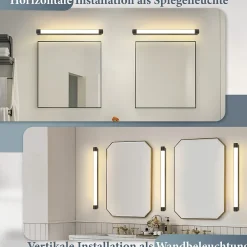 Best zmh Applique LED Noir Pour Miroir De Salle De Bain 10w 3000k Ip44