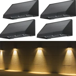 zmh Applique Murale Solaire D'extérieur à LED 3000k Pour Clôture Terrasse Balcon Jardin Escaliers